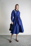 FLORAL SEQUIN SHIRT DRESS WITH FLOWING TAFFETA SKIRT