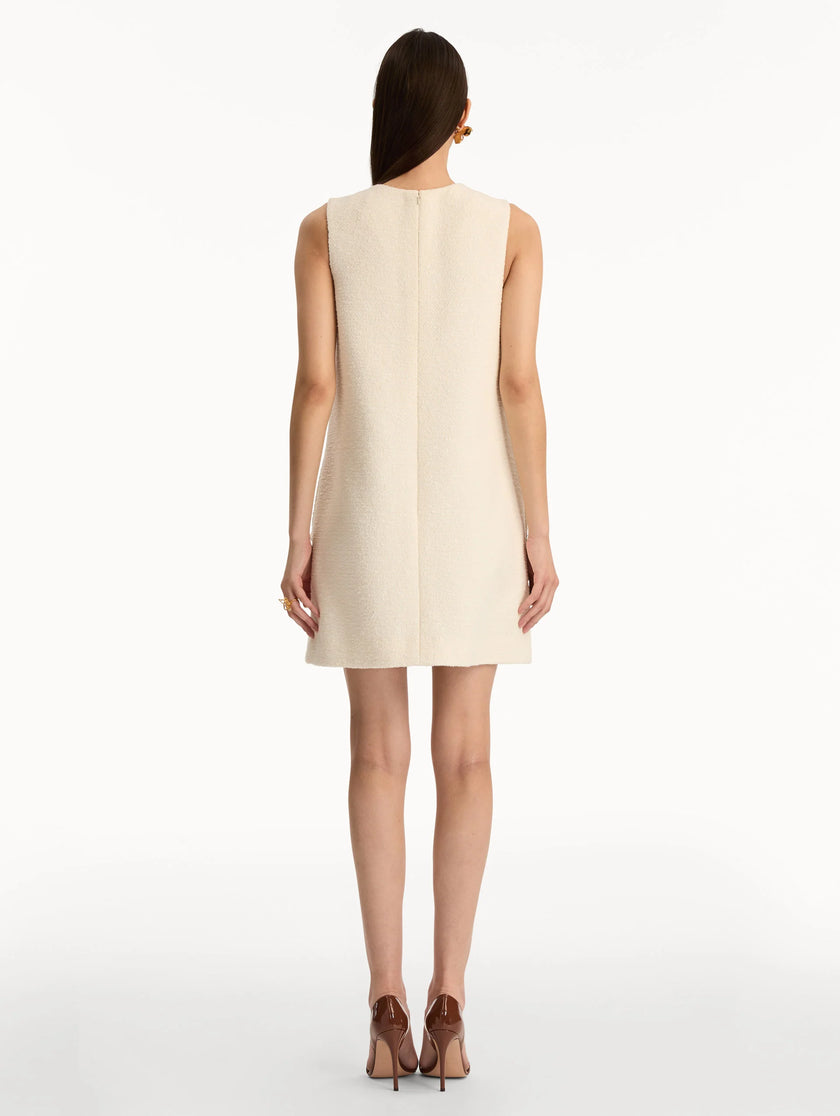 FOXGLOVE EMBROIDERED TWEED SHIFT DRESS