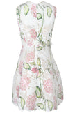 SLEEVELESS PORCELAIN FLOWER GUIPURE LACE MINI DRESS
