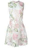 SLEEVELESS PORCELAIN FLOWER GUIPURE LACE MINI DRESS