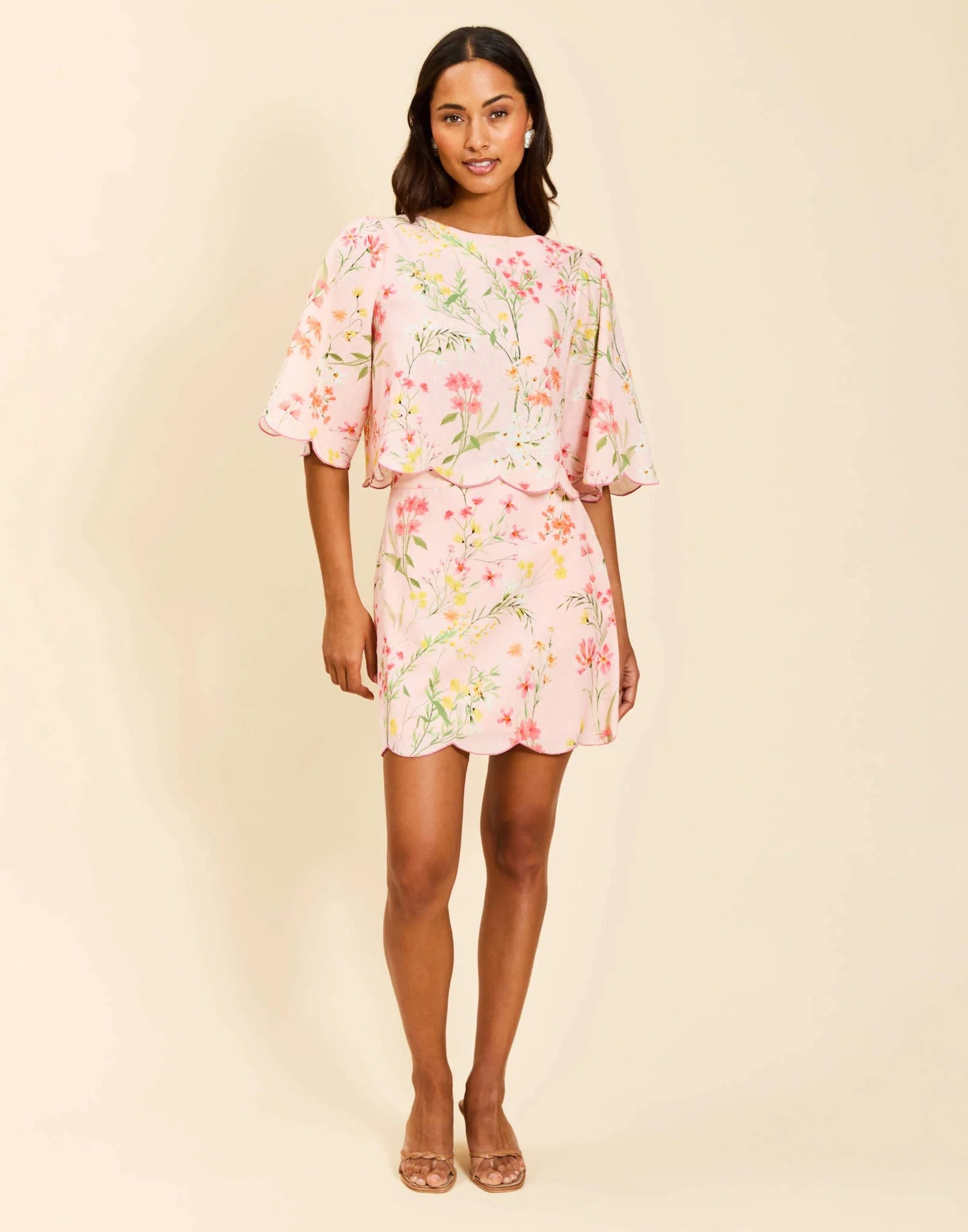 CHARLIZE SCALLOP TOP ON ROSE VINES