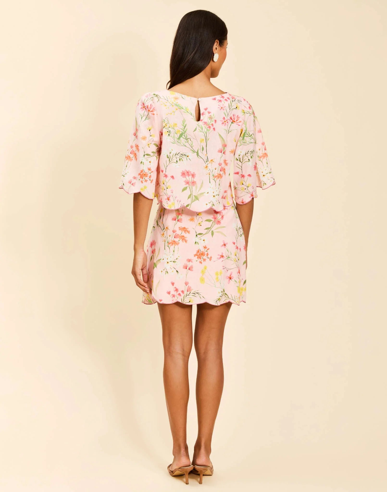 PILAR SCALLOP MINI SKIRT IN ROSE VINES