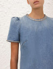 CRUSH EMBELLISHED DENIM DRESS