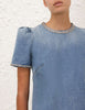 CRUSH EMBELLISHED DENIM DRESS