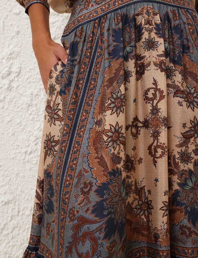 ASCENSION TIERED MIDI SKIRT