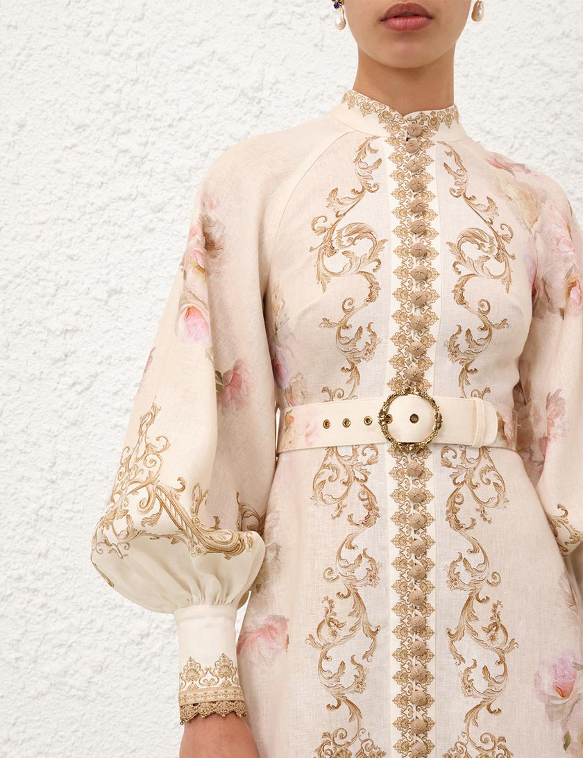 HYPNOTIC BUTTONED MIDI DRESS