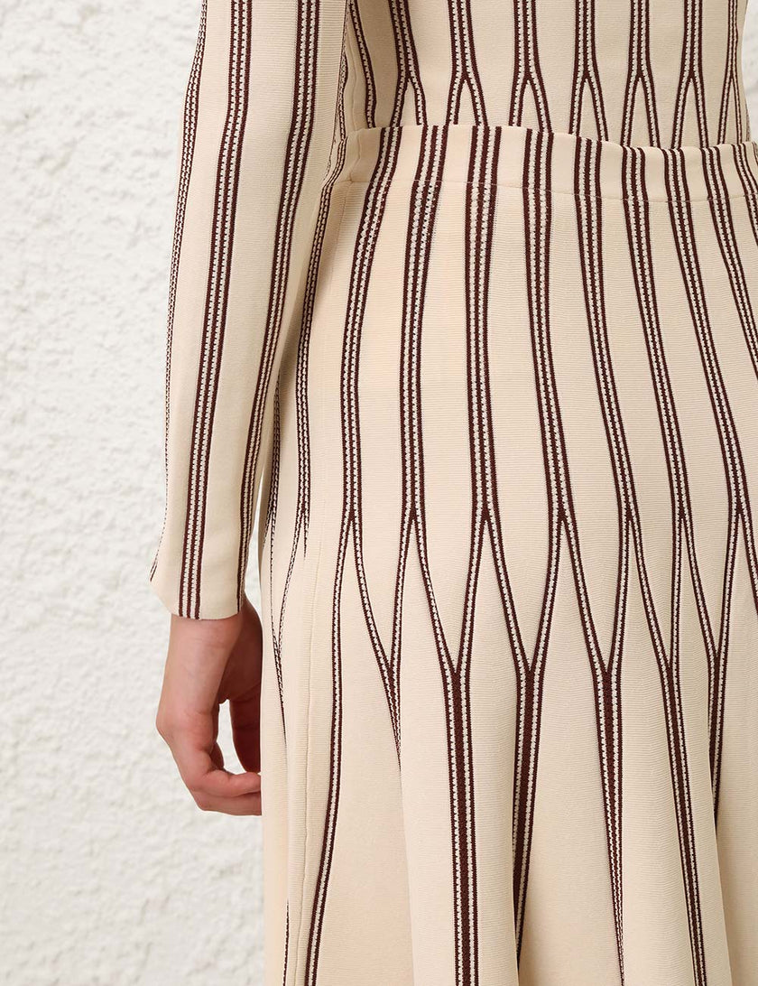 VALIANT STRIPED MIDI SKIRT