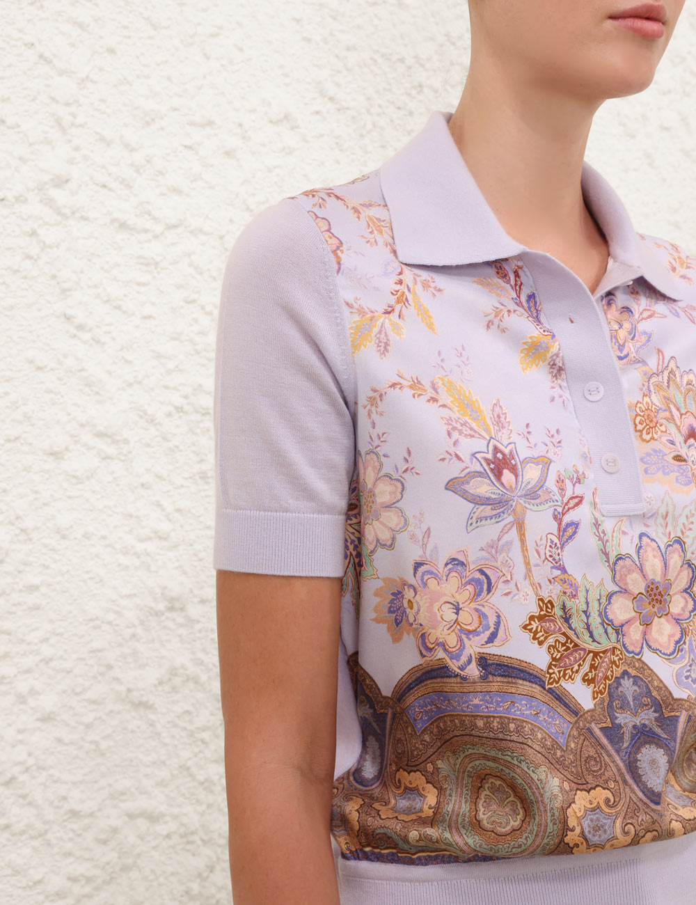 LUNA PRINTED SILK POLO