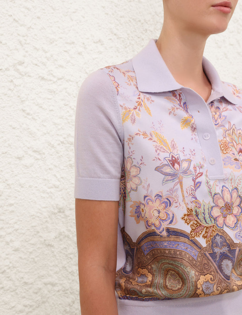 LUNA PRINTED SILK POLO