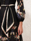 VALIANT BUTTON MIDI DRESS IN BLACK BOUQUET