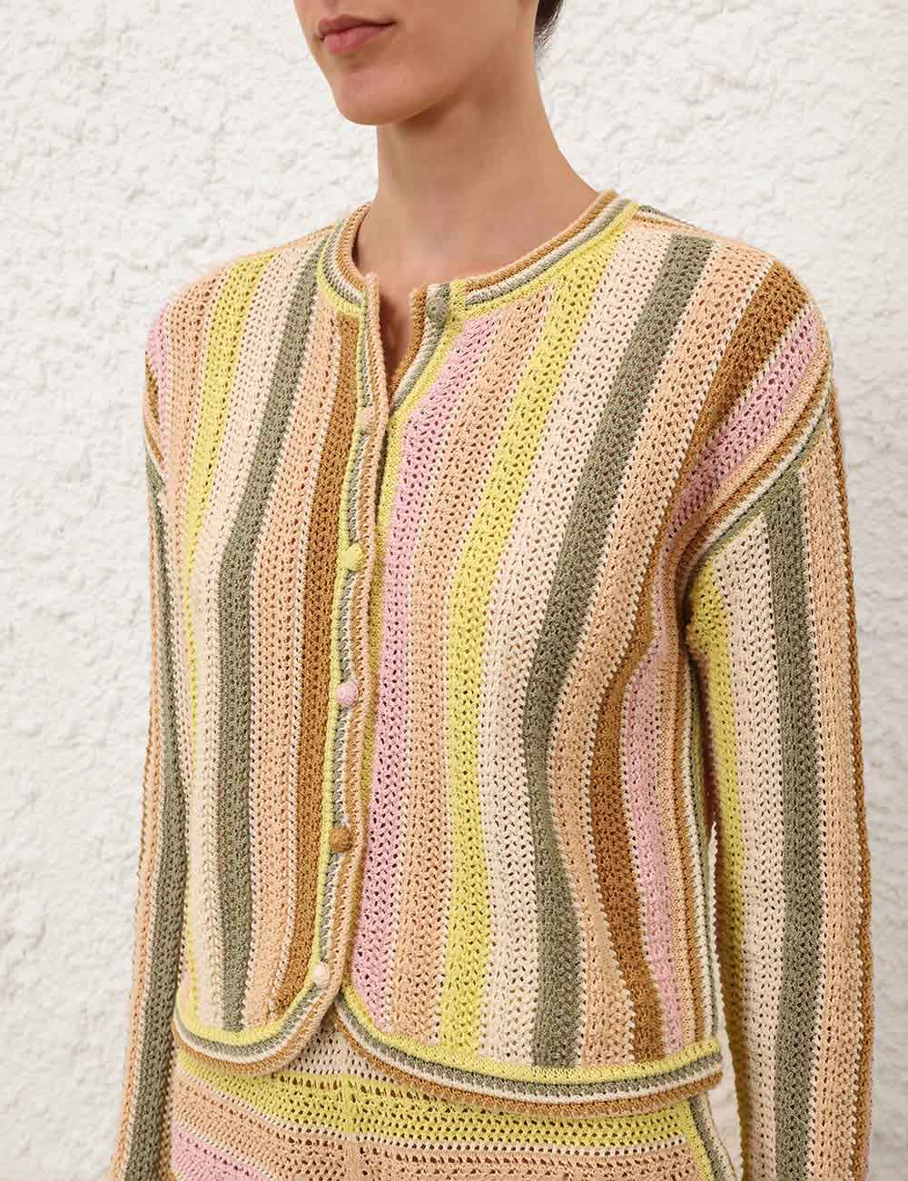 INDRA STRIPE CROCHET CARDIGAN