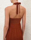 INDRA METALLIC HALTER DRESS