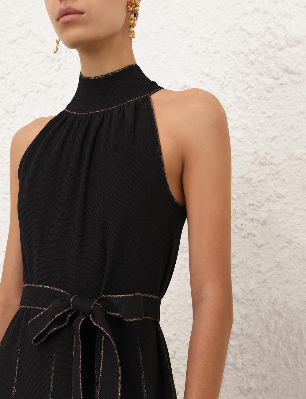 VALIANT METALLIC HALTER DRESS