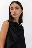 SCULPTURAL ROSETTE MERCERIZED COTTON MIDI DRESS