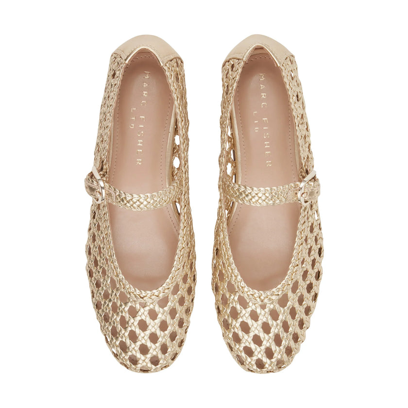 EVONNA WOVEN LEATHER MARY JANE BALLET FLAT