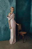 ONE SHOULDER COLUMN IN GOLD LEAF CLOQUE