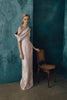 ONE SHOULDER COLUMN IN GOLD LEAF CLOQUE