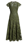 FLORAL EMBROIDERED TULLE ALINE MIDI DRESS