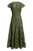 FLORAL EMBROIDERED TULLE ALINE MIDI DRESS