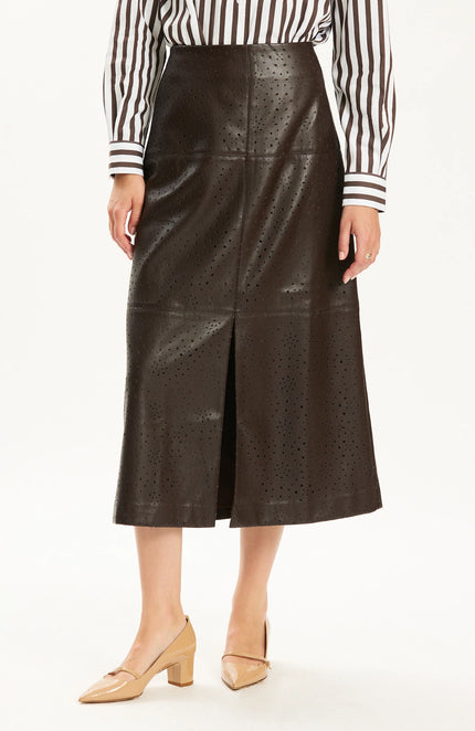 PHOEBE PUNCHED VEGAN LEATHER SKIRT