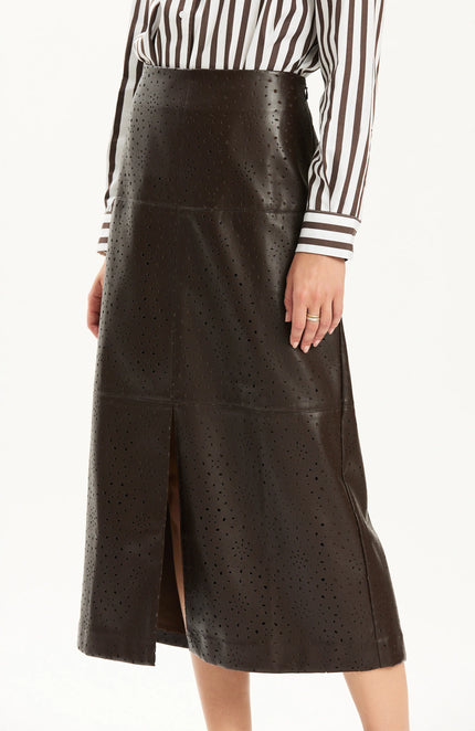 PHOEBE PUNCHED VEGAN LEATHER SKIRT