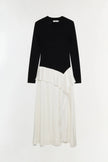 ORNELLA KNIT SATIN MIDI DRESS