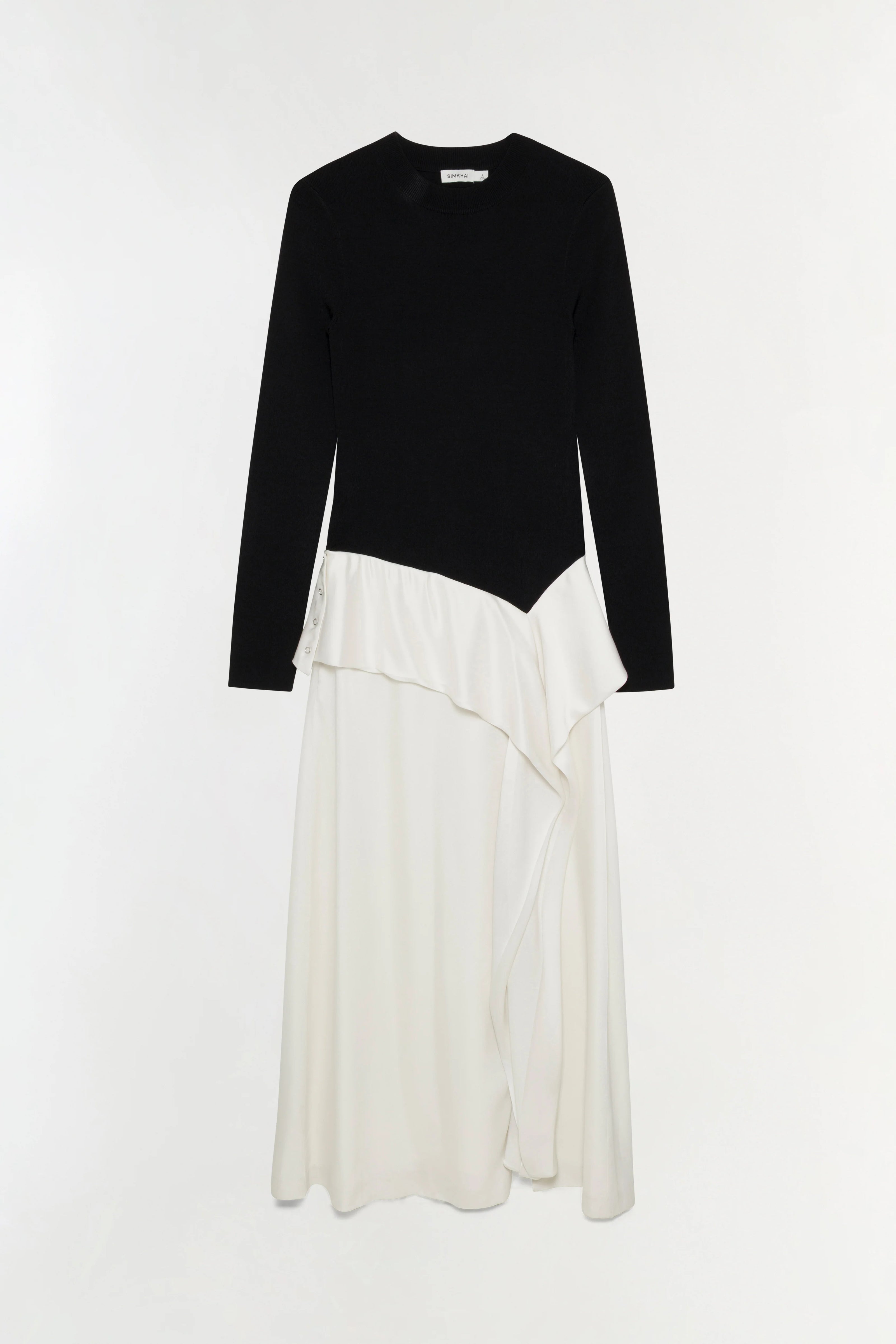 ORNELLA KNIT SATIN MIDI DRESS