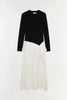 ORNELLA KNIT SATIN MIDI DRESS