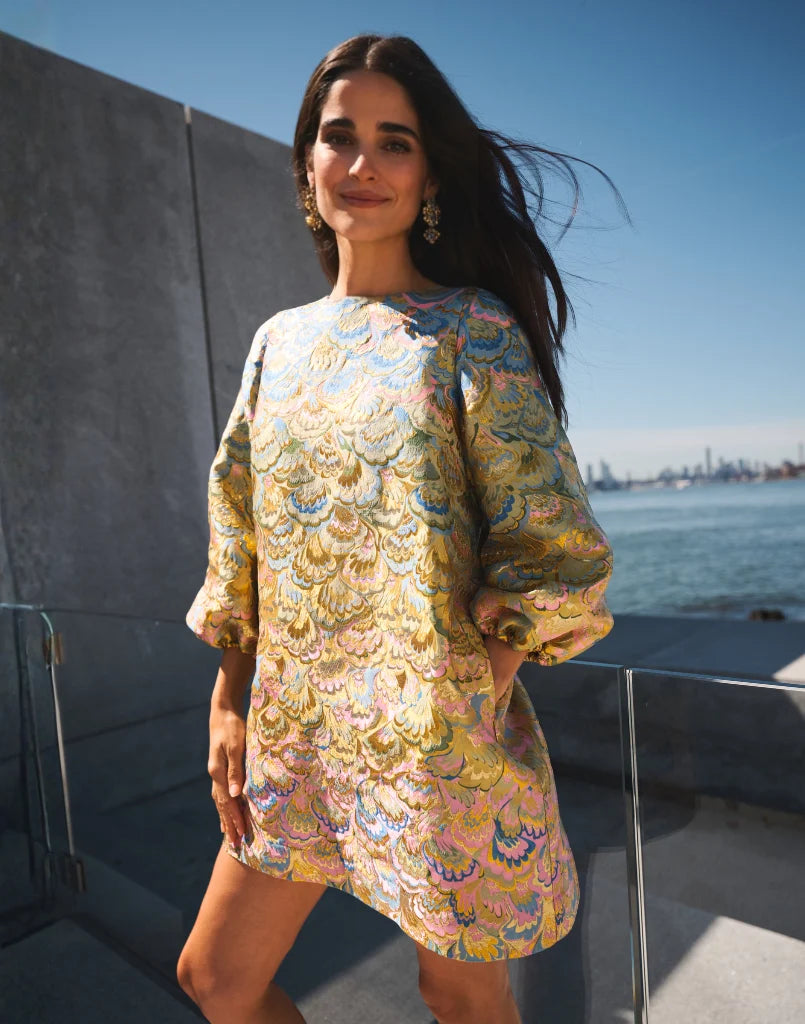 ROSANNA MINI DRESS IN GILDED MARBLE