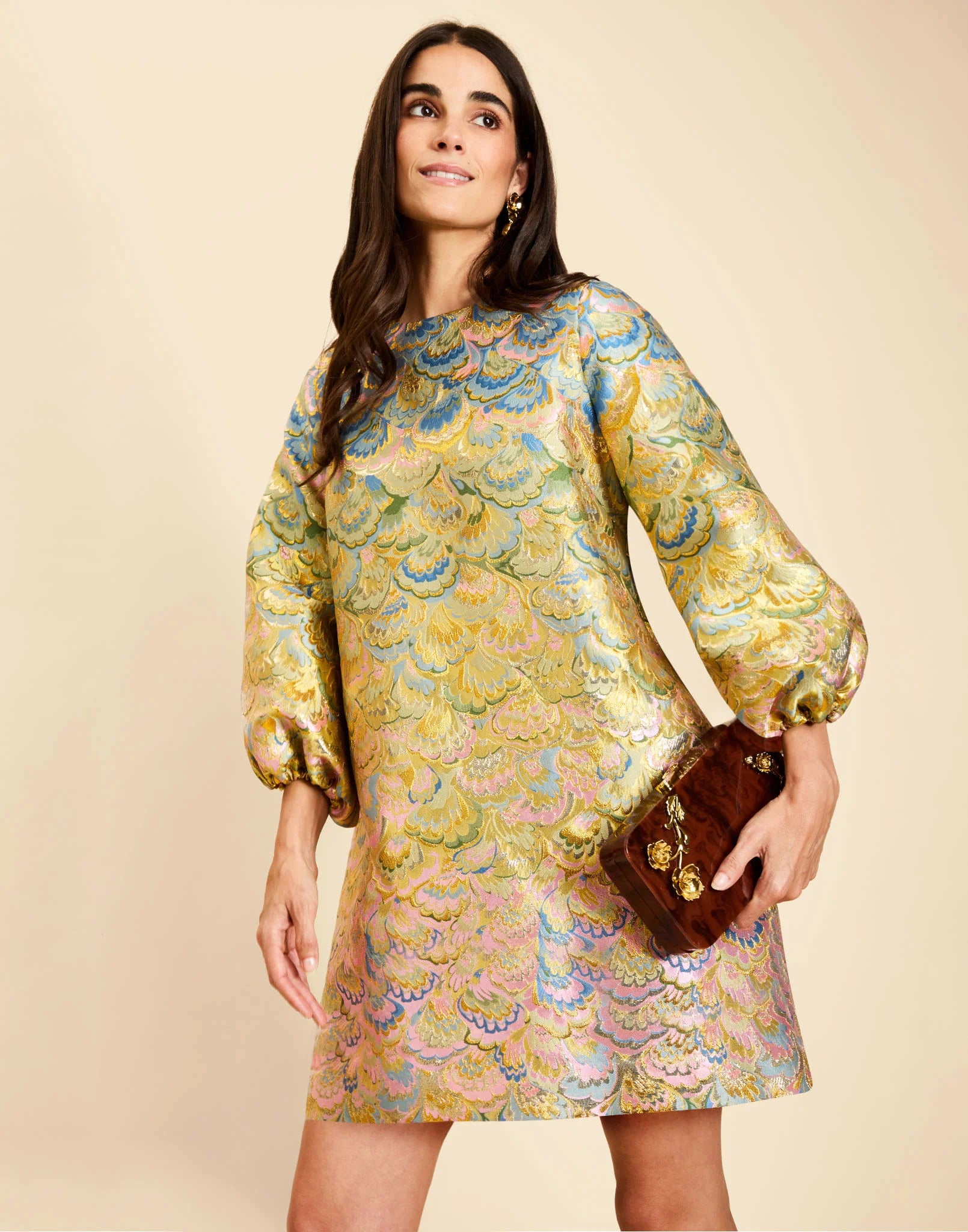 ROSANNA MINI DRESS IN GILDED MARBLE