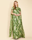 PIETRO CONVERTIBLE CAPE GOWN IN GREEN METALLIC CAFTAN