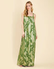 PIETRO CONVERTIBLE CAPE GOWN IN GREEN METALLIC CAFTAN