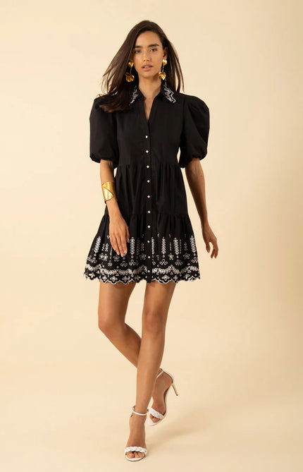 REYNA EMBROIDERED POPLIN DRESS