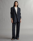 MO BLAZER IN CHINTZED PINSTRIPE SUITING