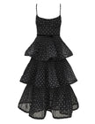 PLEATED TIERED MIDI DRESS