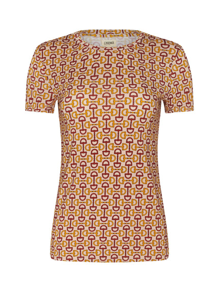 RESSI FITTED TEE IN MULTI ALLOVER HORSE BIT