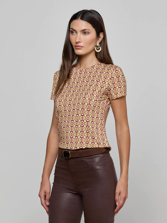 RESSI FITTED TEE IN MULTI ALLOVER HORSE BIT