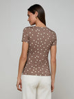 RESSI FITTED TEE IN CARDAMOM ECRU POLKA DOT