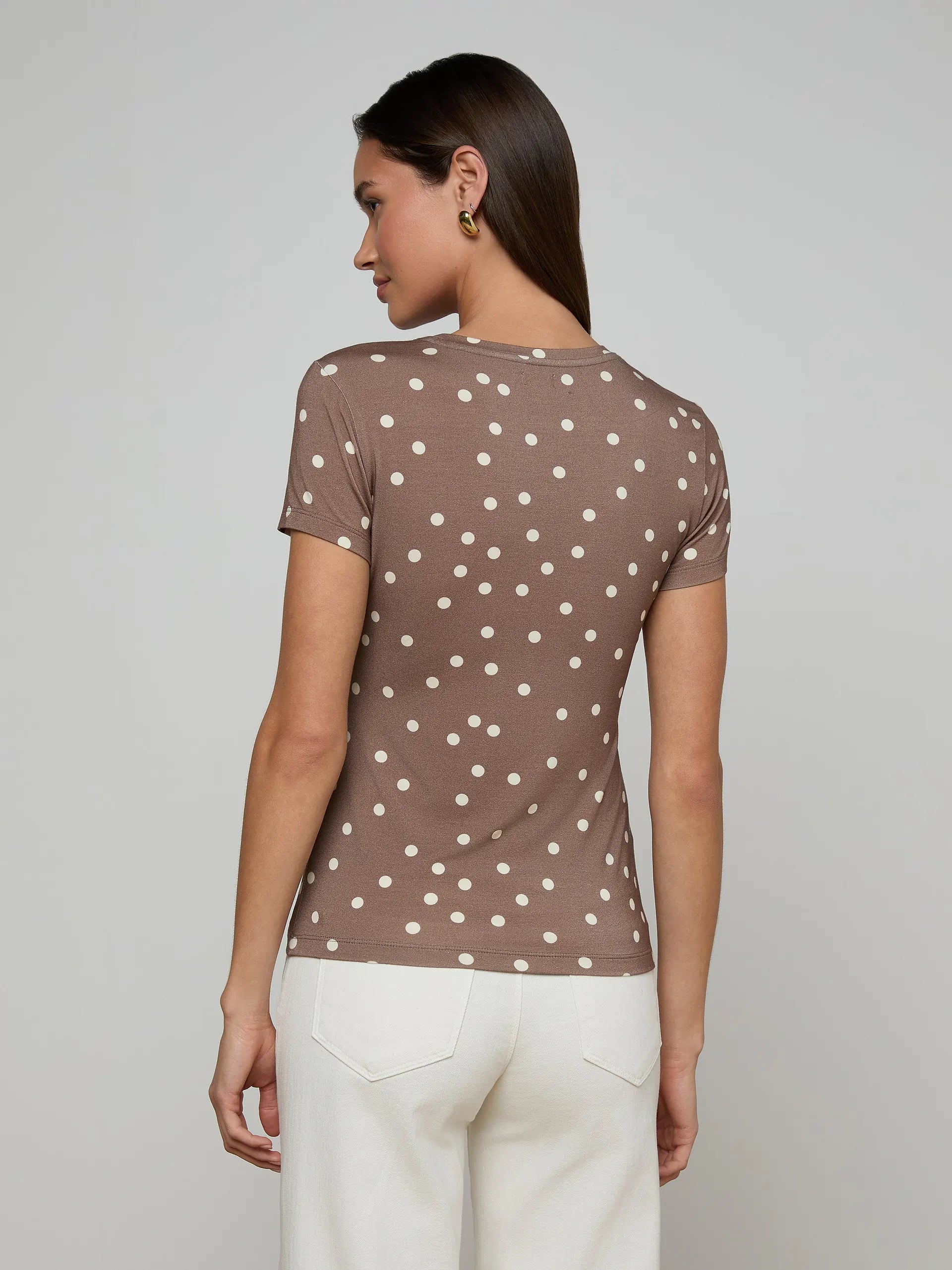 RESSI FITTED TEE IN CARDAMOM ECRU POLKA DOT