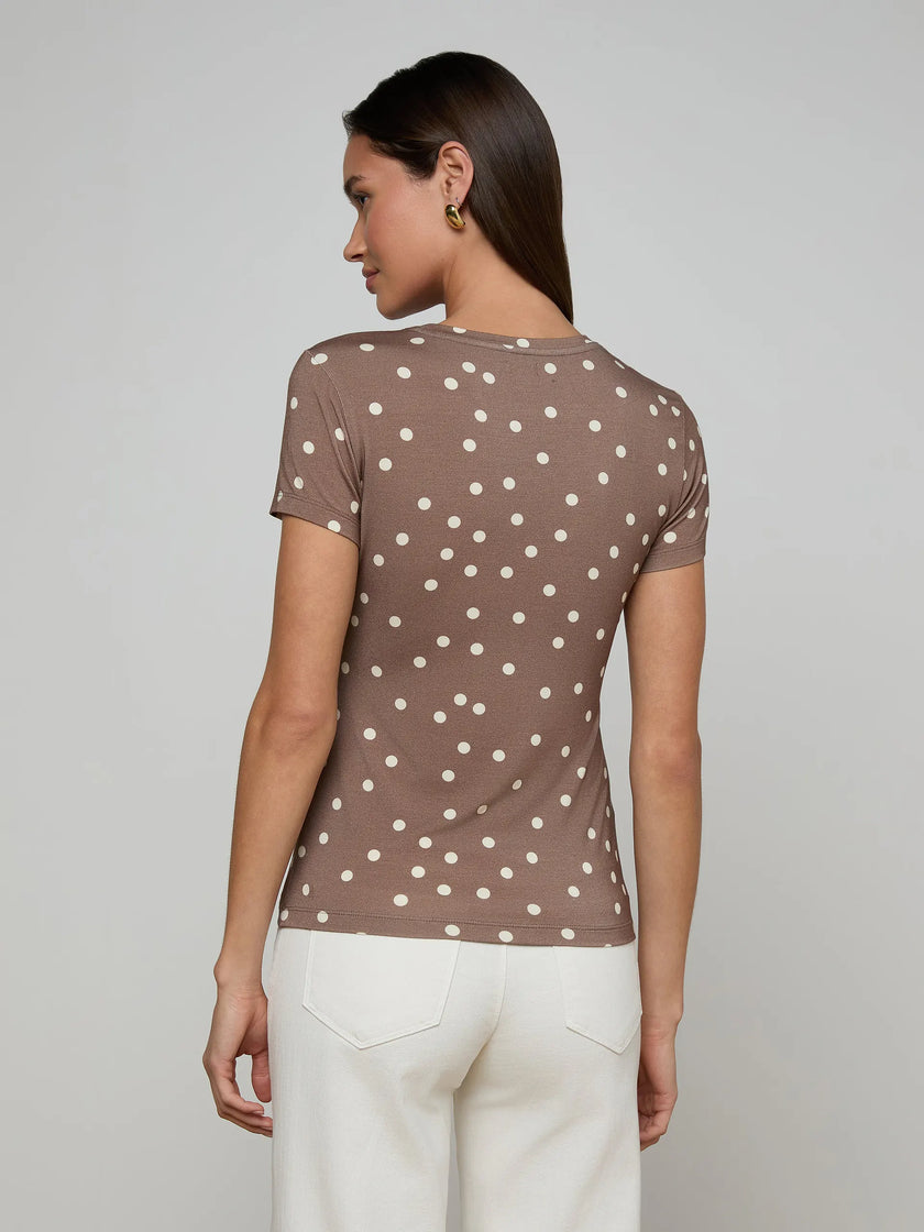 RESSI FITTED TEE IN CARDAMOM ECRU POLKA DOT