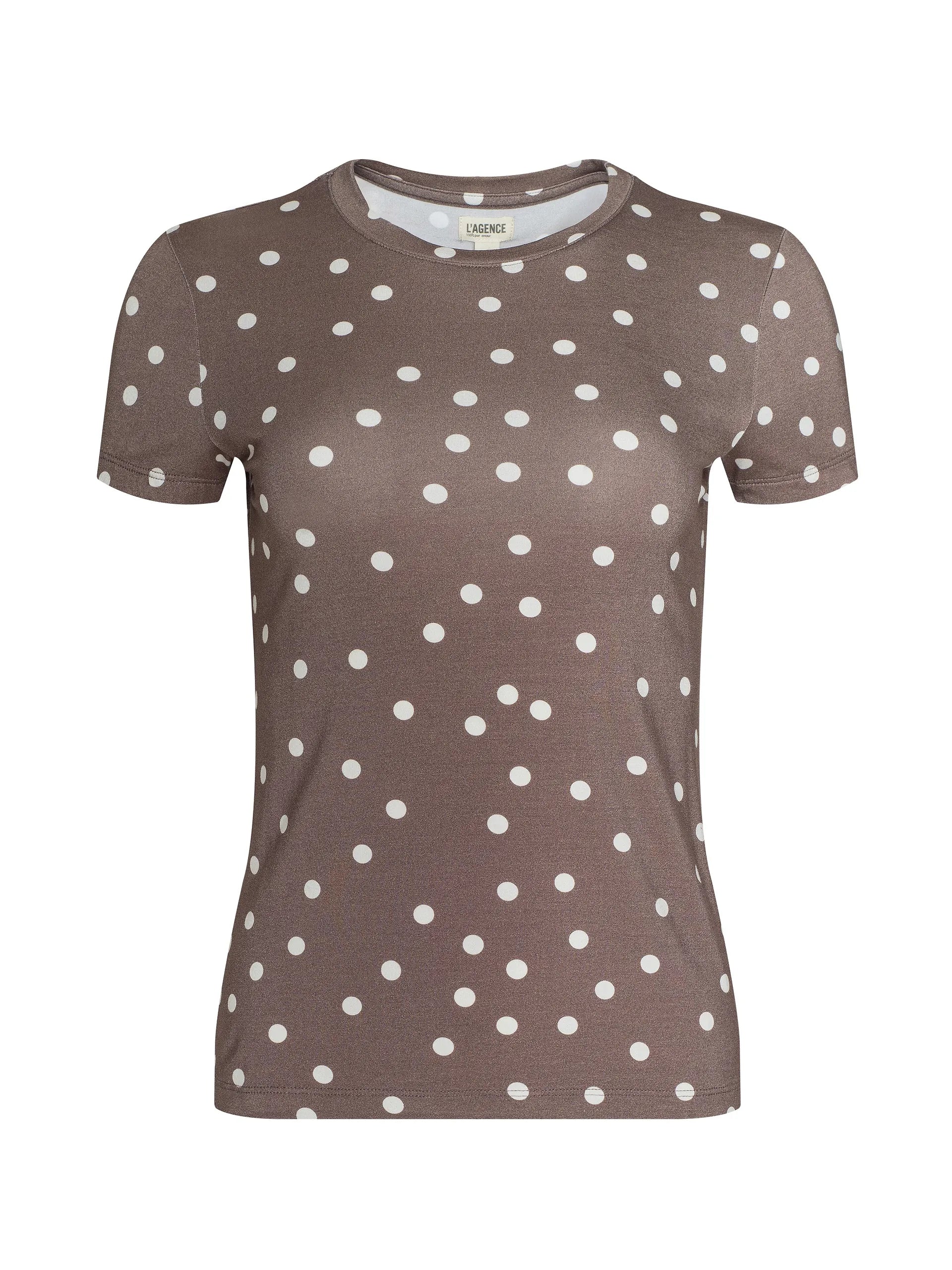 RESSI FITTED TEE IN CARDAMOM ECRU POLKA DOT