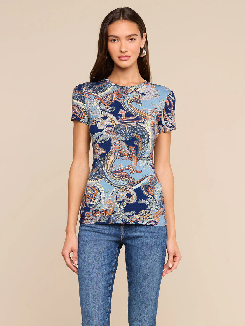 RESSI FITTED TEE IN MIDNIGHT MULTI BESARABIAN PAISLEY