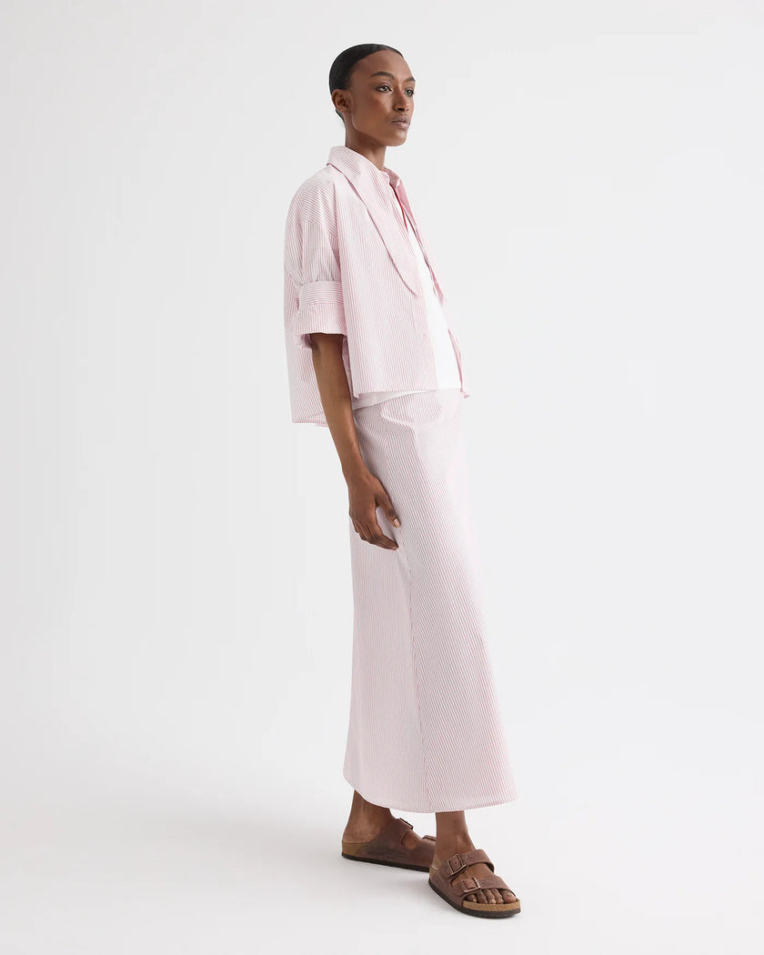 TIE ONE ON SHIRT IN COTTON STRIPES