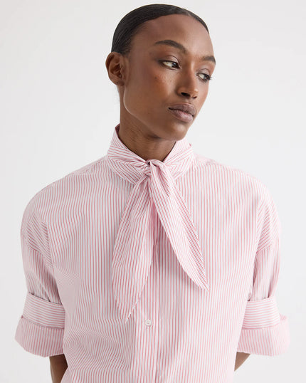 TIE ONE ON SHIRT IN COTTON STRIPES