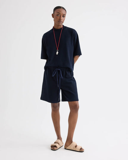 CROPPED MOCK NECK TEE IN LIGHTWEIGHT SWEATSHIRT