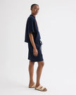 CROPPED MOCK NECK TEE IN LIGHTWEIGHT SWEATSHIRT