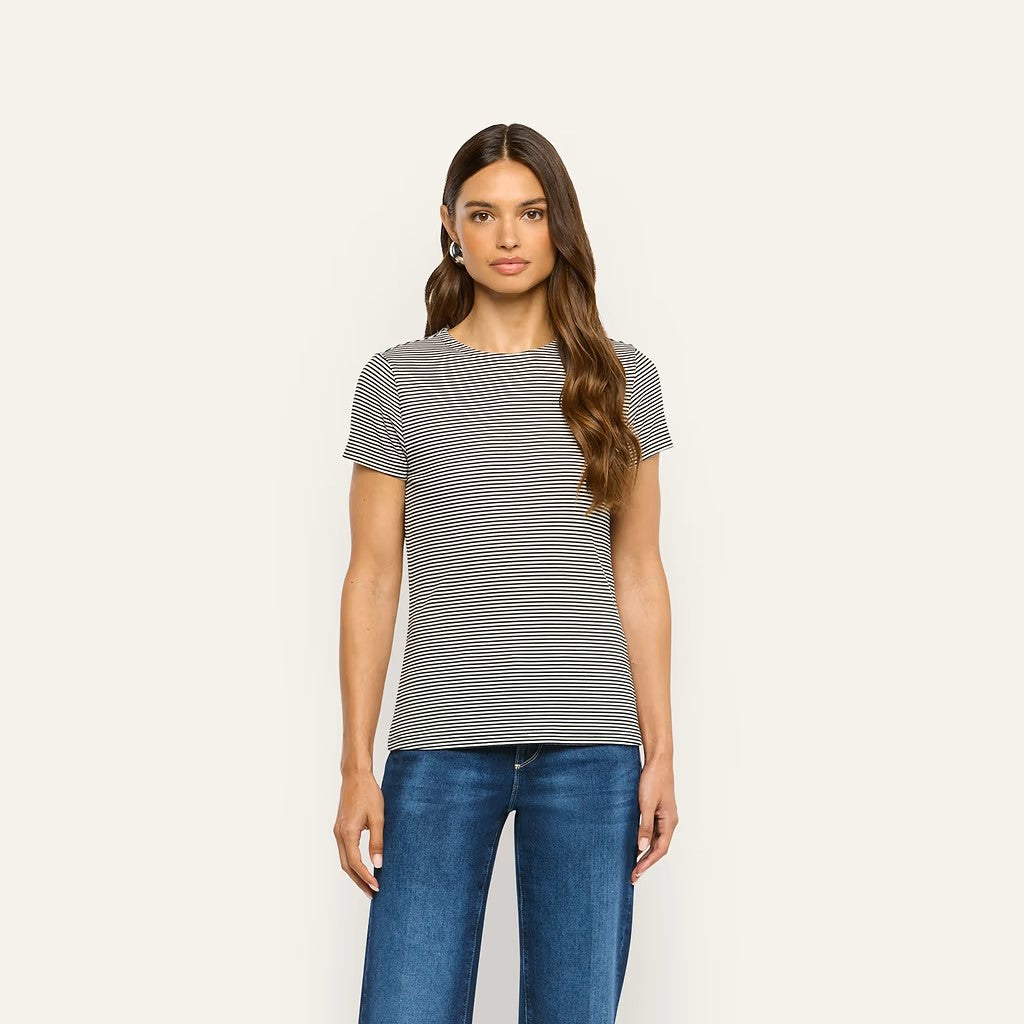 RESSI FITTED TEE IN BLACK AND WHITE STRIPE