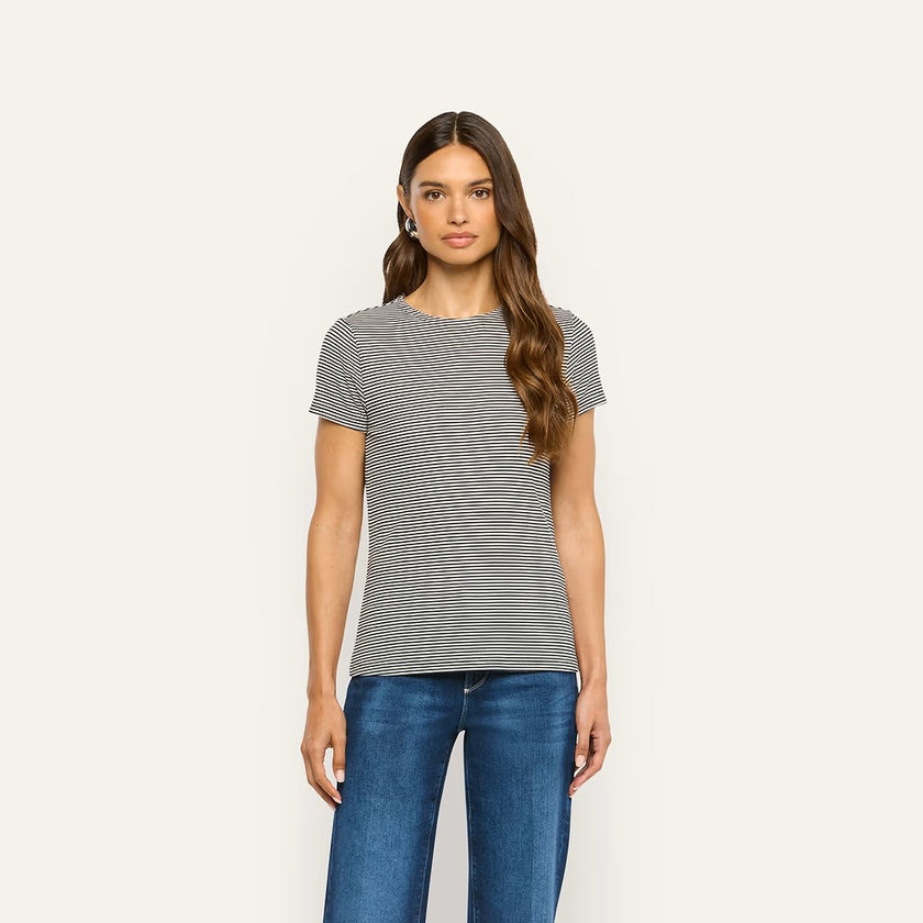 RESSI FITTED TEE IN BLACK AND WHITE STRIPE