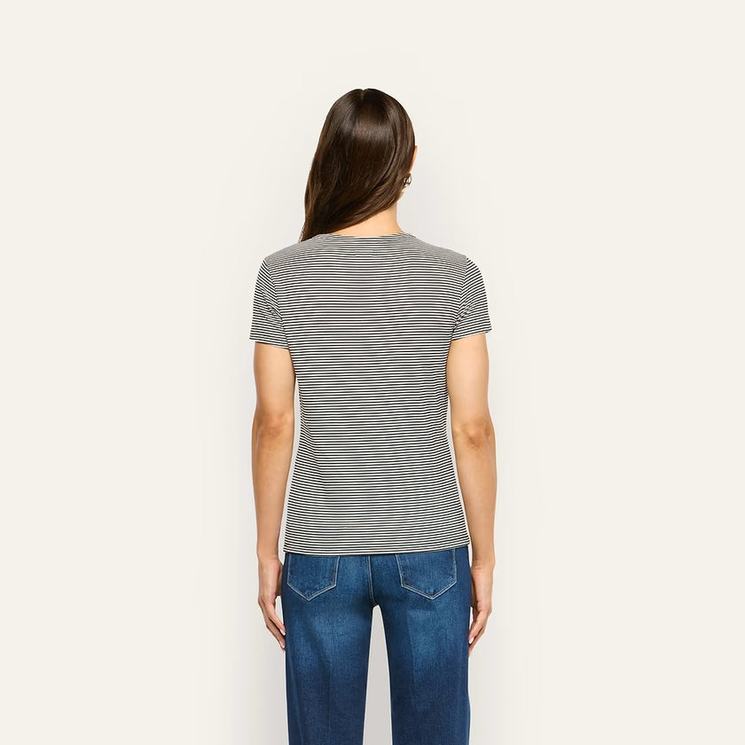 RESSI FITTED TEE IN BLACK AND WHITE STRIPE