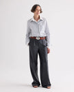 DOUBLE LAYER BOYFRIEND SHIRT IN DOUBLE STRIPE SHIRTING
